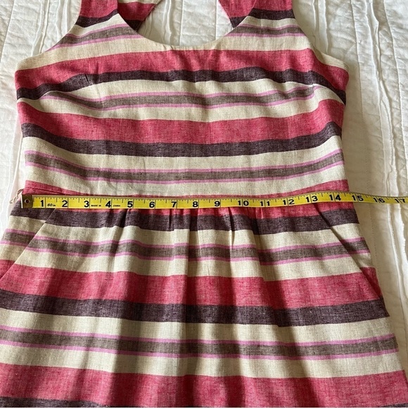 2/$30 Ann Taylor LOFT Linen Striped Sundress  Sleeveless Cutout Back.  SZ 2 - Picture 13 of 16